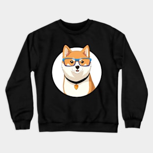 Cute Shiba Inu Dog with Nerdy Blue Glasses - Anime Shirt Crewneck Sweatshirt